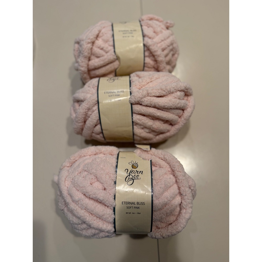 Yarn Bee Eternal Bliss Soft Pink Jumbo Chenille Yarn 8oz 28yd Lot of 3